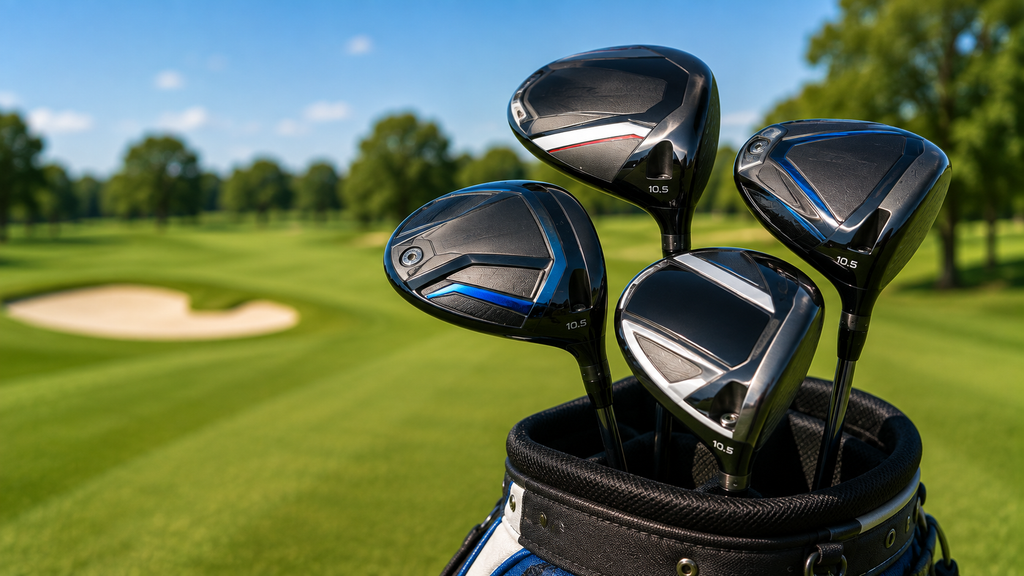 Beginner golfer testing a forgiving driver on a range while comparing launch, accuracy, and off-center performance.