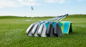 TaylorMade golf wedges for high handicappers on a green, showing various lofts and finishes, ready for short game practice.